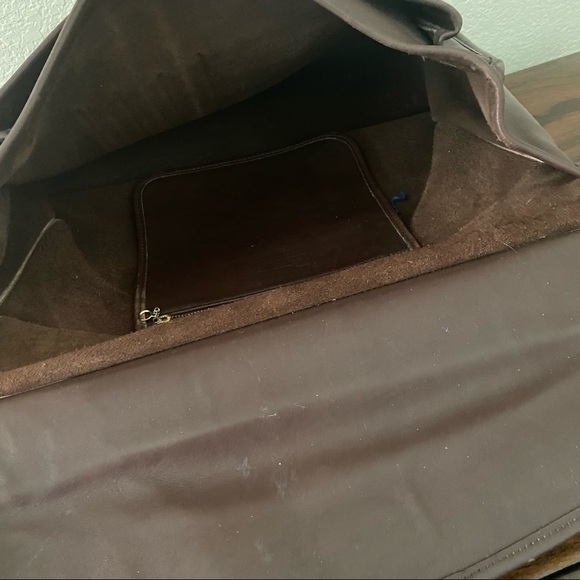 Vintage Brown Glove Tan Leather Beekman Laptop Briefcase Crossbody Turn Lock Bag - Picture 8 of 15